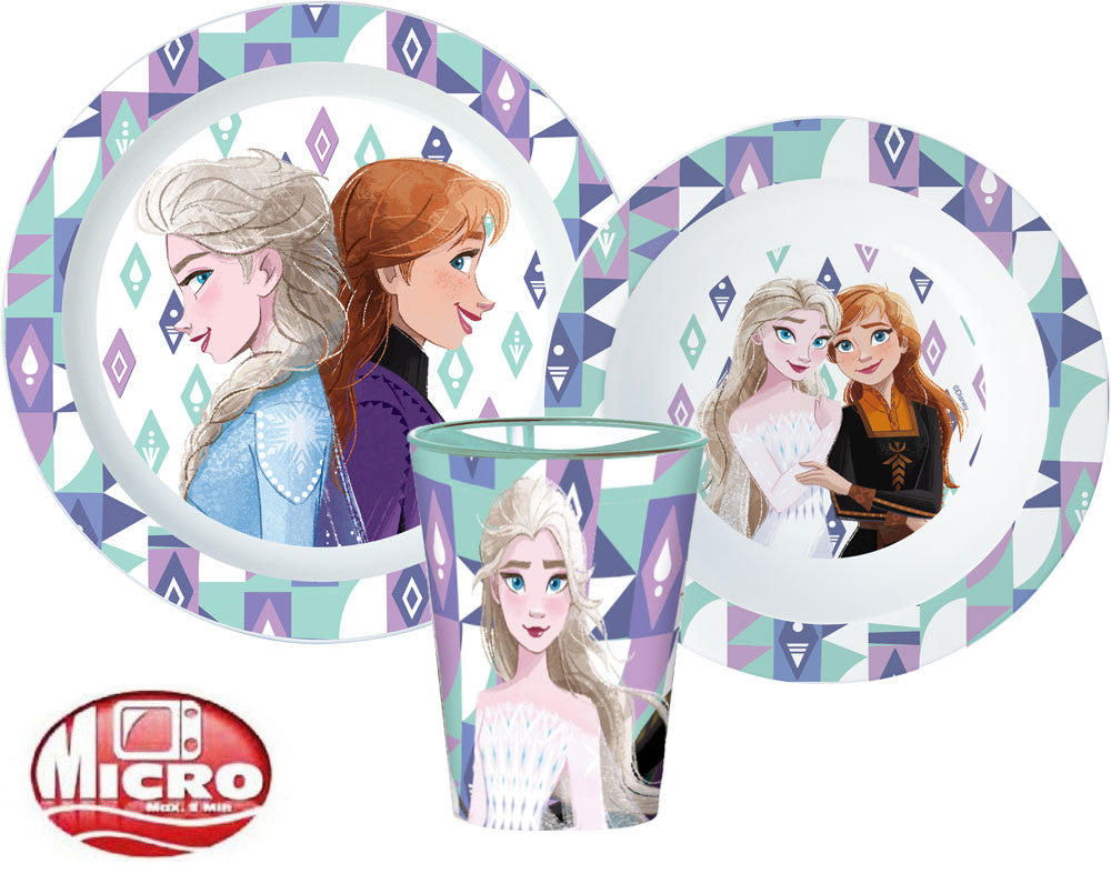 Disney Frozen Ice Magic vakariņu komplekts, mikroplastmasas komplekts ar 260 ml stikla trauku