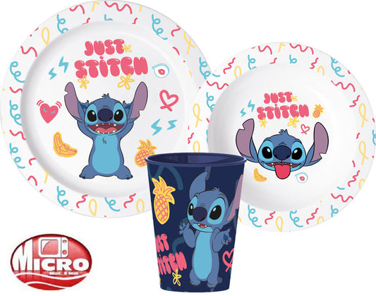 Disney Lilo un Stitch Disney Lilo un Stitch Palms vakariņu komplekts, mikroplastmasas komplekts ar 260 ml krūzīti