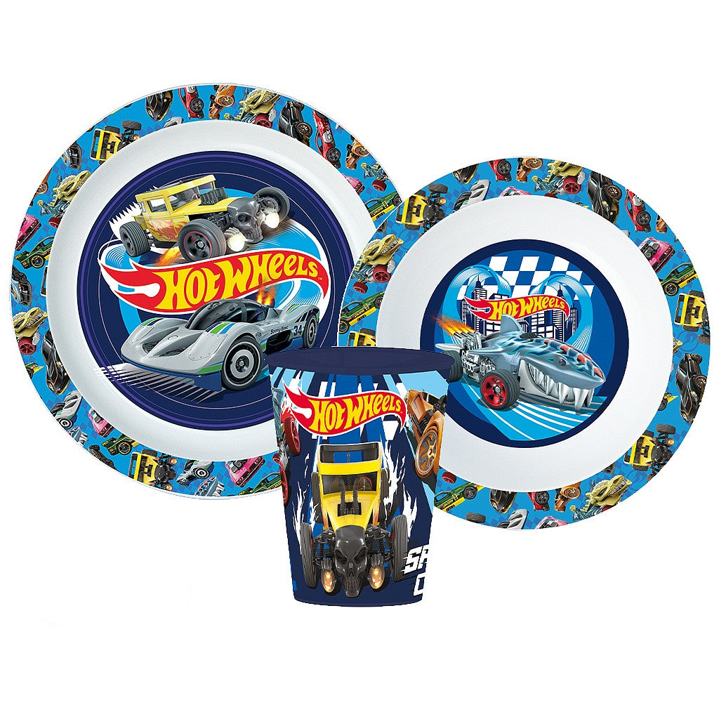Hot Wheels Blue Fire vakariņu komplekts, mikroplastmasas, ar glāzi 260 ml