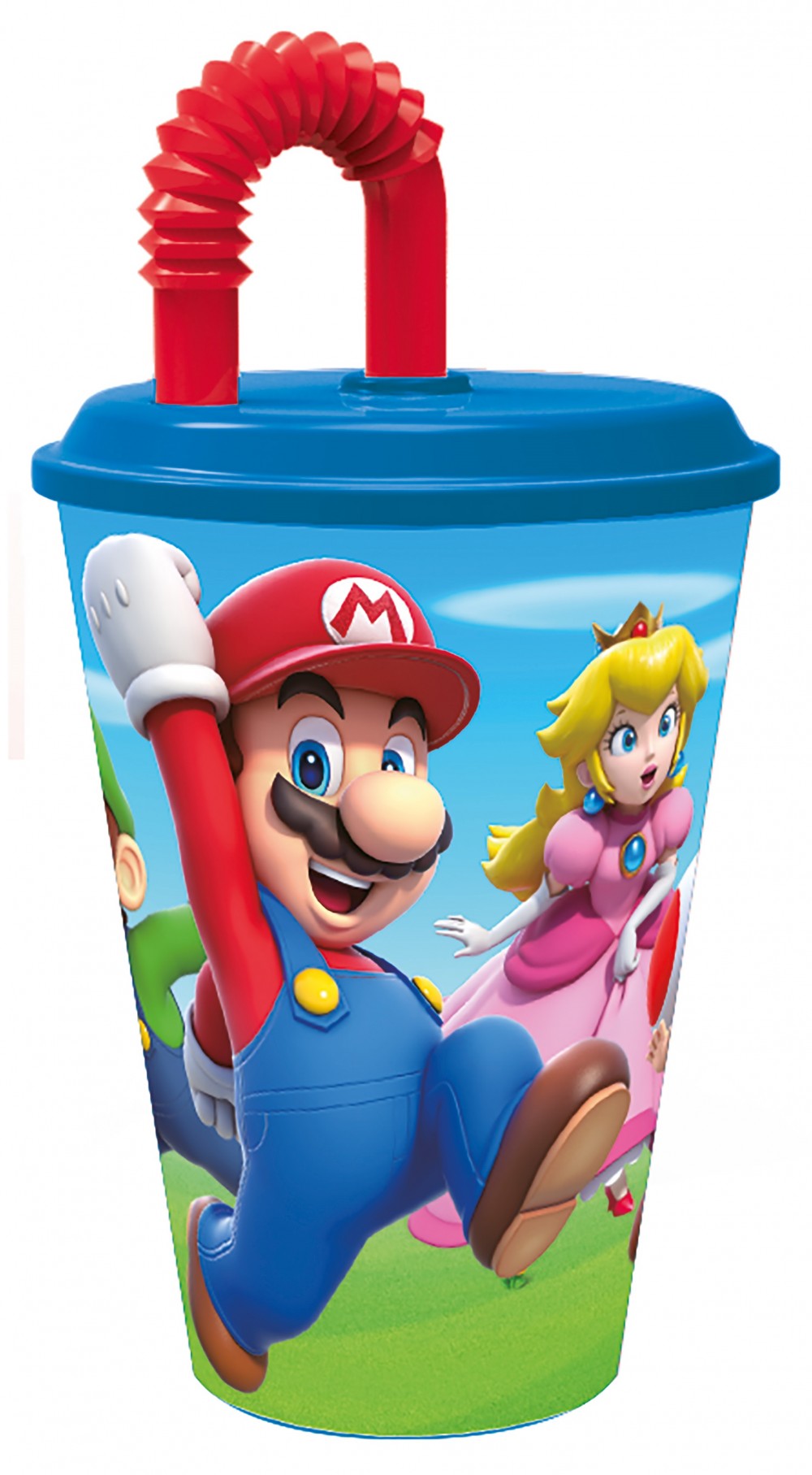 Super Mario Sēņu Karalistes salmiņu krūzīte, plastmasas 430 ml
