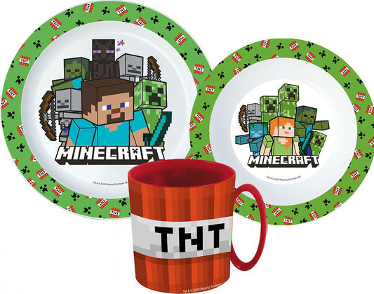 Minecraft trauku komplekts, mikroplastmasas komplekts ar krūzi 350 ml