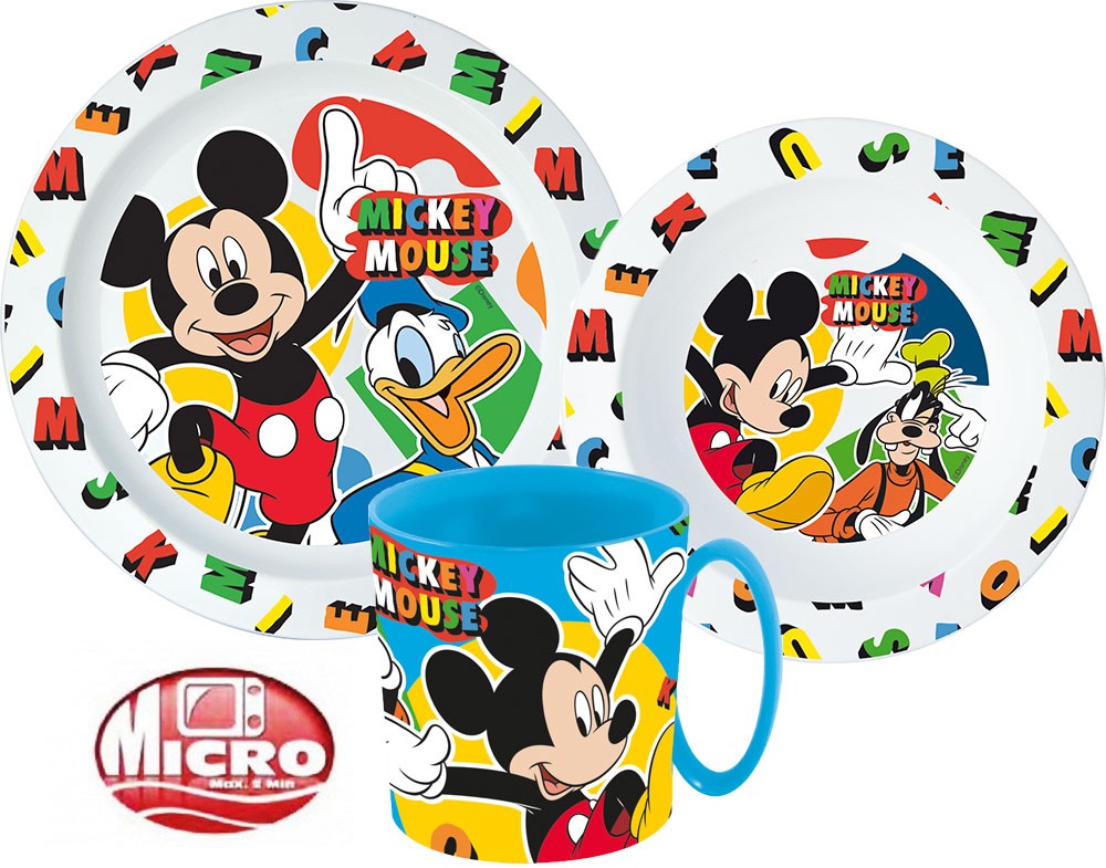 Disney Mikija trauku komplekts, mikroplastmasas komplekts ar 350 ml krūzi