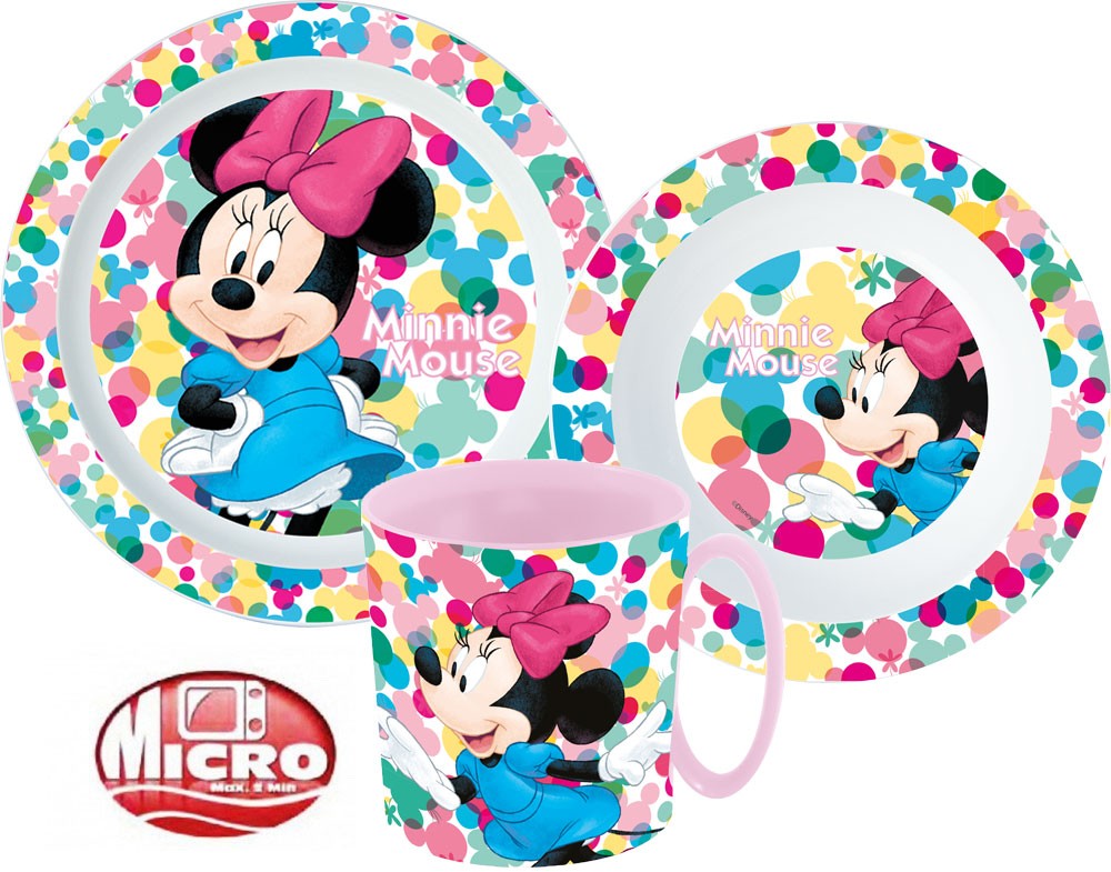 Disney Minnie vakariņu servīze, mikroplastmasas komplekts ar krūzi 350 ml
