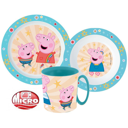 Peppa Pig vakariņu komplekts, mikroplastmasas komplekts ar krūzi 350 ml