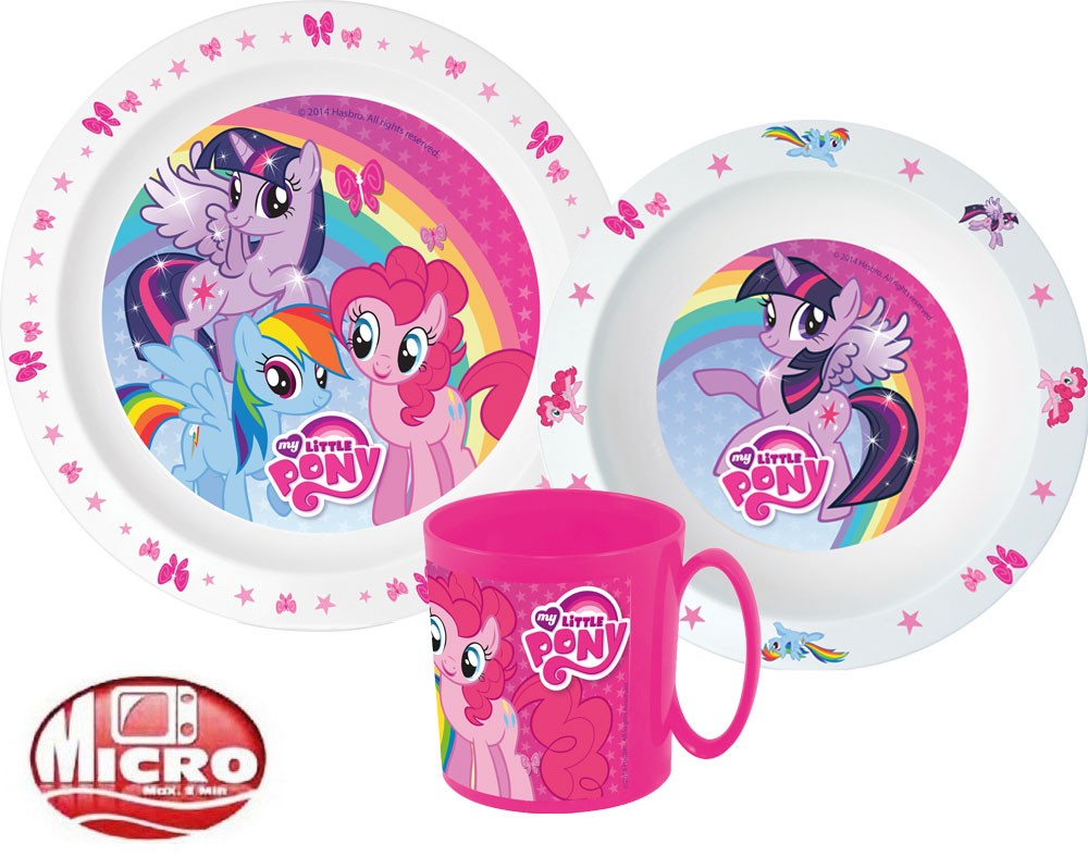 My Little Pony vakariņu servīze, mikroplastmasas komplekts ar krūzi 350 ml