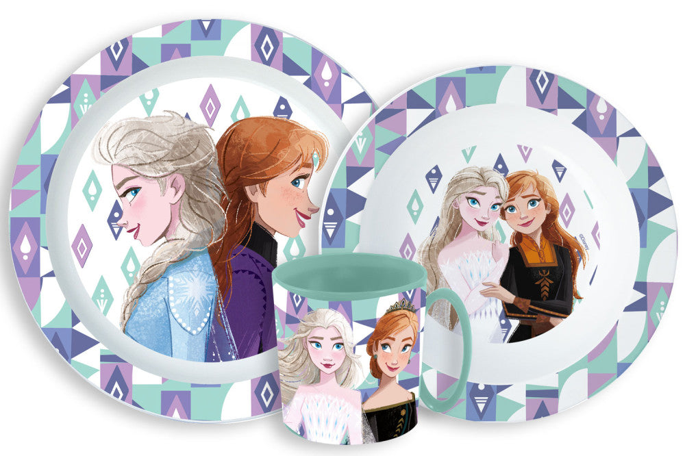 Disney Frozen Ice Magic vakariņu komplekts, plastmasas komplekts mikroviļņu krāsnij ar 350 ml krūzi