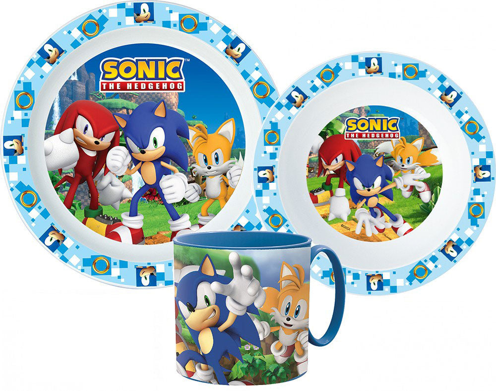 Sonic the Hedgehog vakariņu komplekts, mikroplastmasas komplekts ar krūzi 265 ml