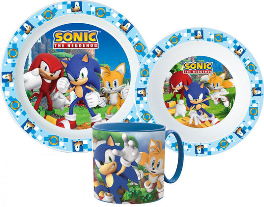 Sonic the Hedgehog vakariņu komplekts, mikroplastmasas komplekts ar krūzi 265 ml