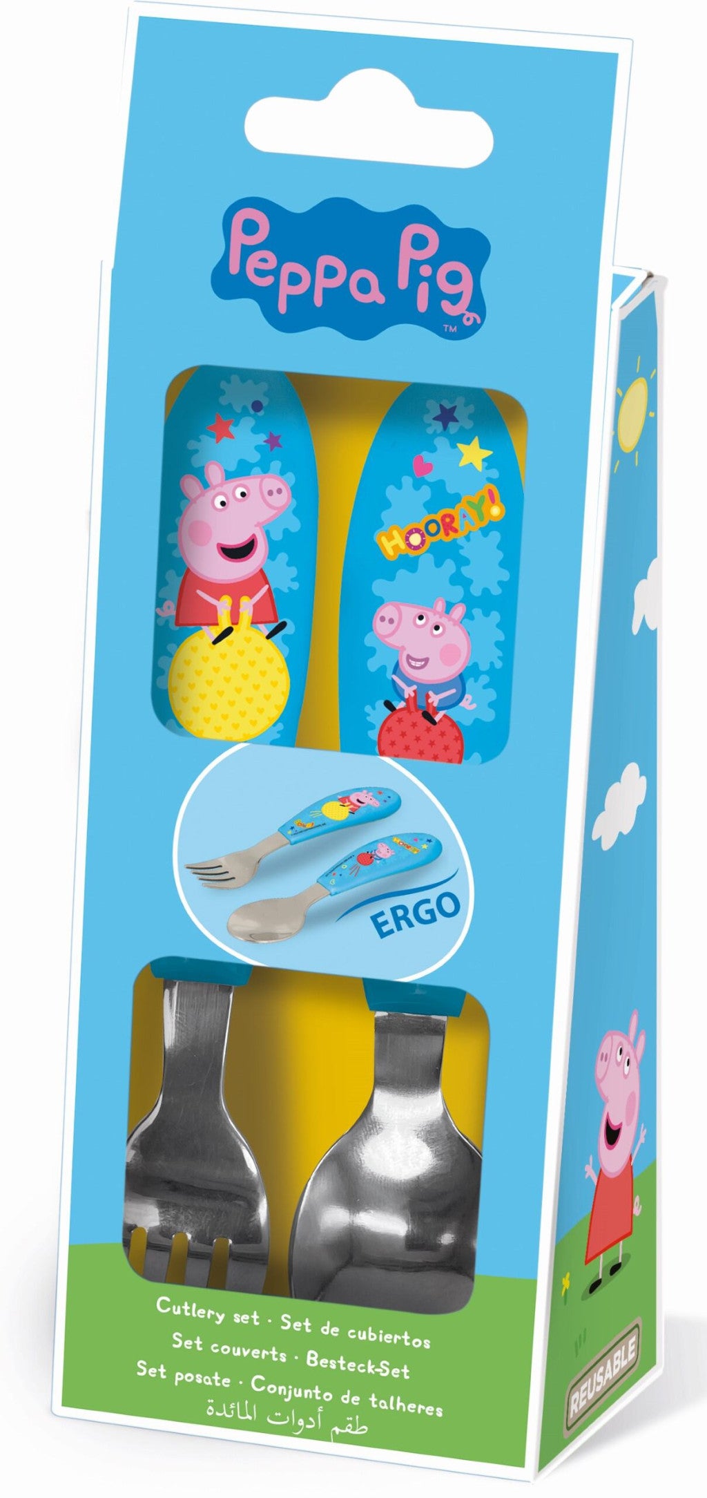Peppa Pig Hooray metāla ergo galda piederumu komplekts - 2 daļas