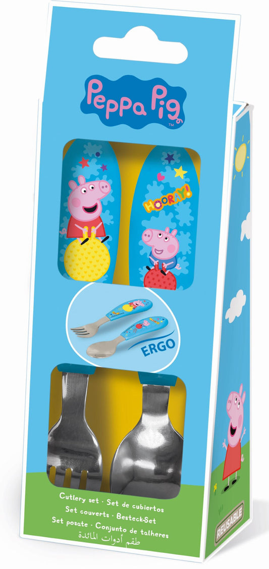 Peppa Pig Hooray metāla ergo galda piederumu komplekts - 2 daļas