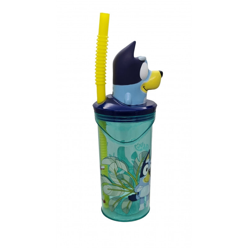 Bluey Splash 3D plastmasas krūzīte ar salmiņu, 360 ml
