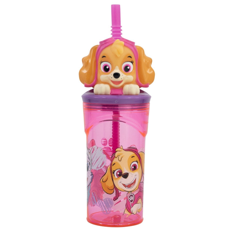 Ķepu patruļas skice 3D figūriņas glāze ar salmiņu 360 ml