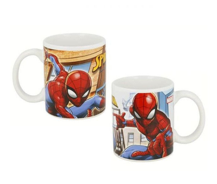 Zirnekļcilvēka ielas porcelāna krūze 325 ml (11 unces) dāvanu kastītē