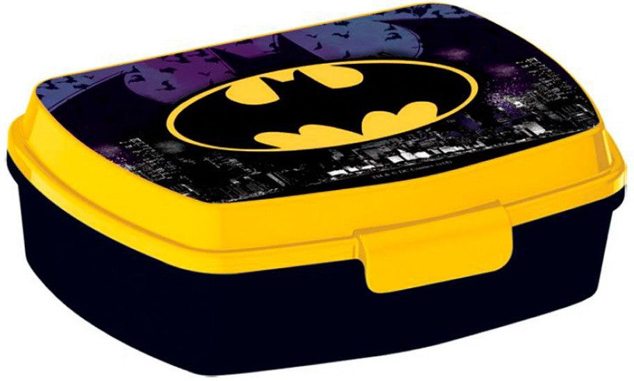 Smieklīga plastmasas sviestmaižu kaste ar Batman Bat Signal