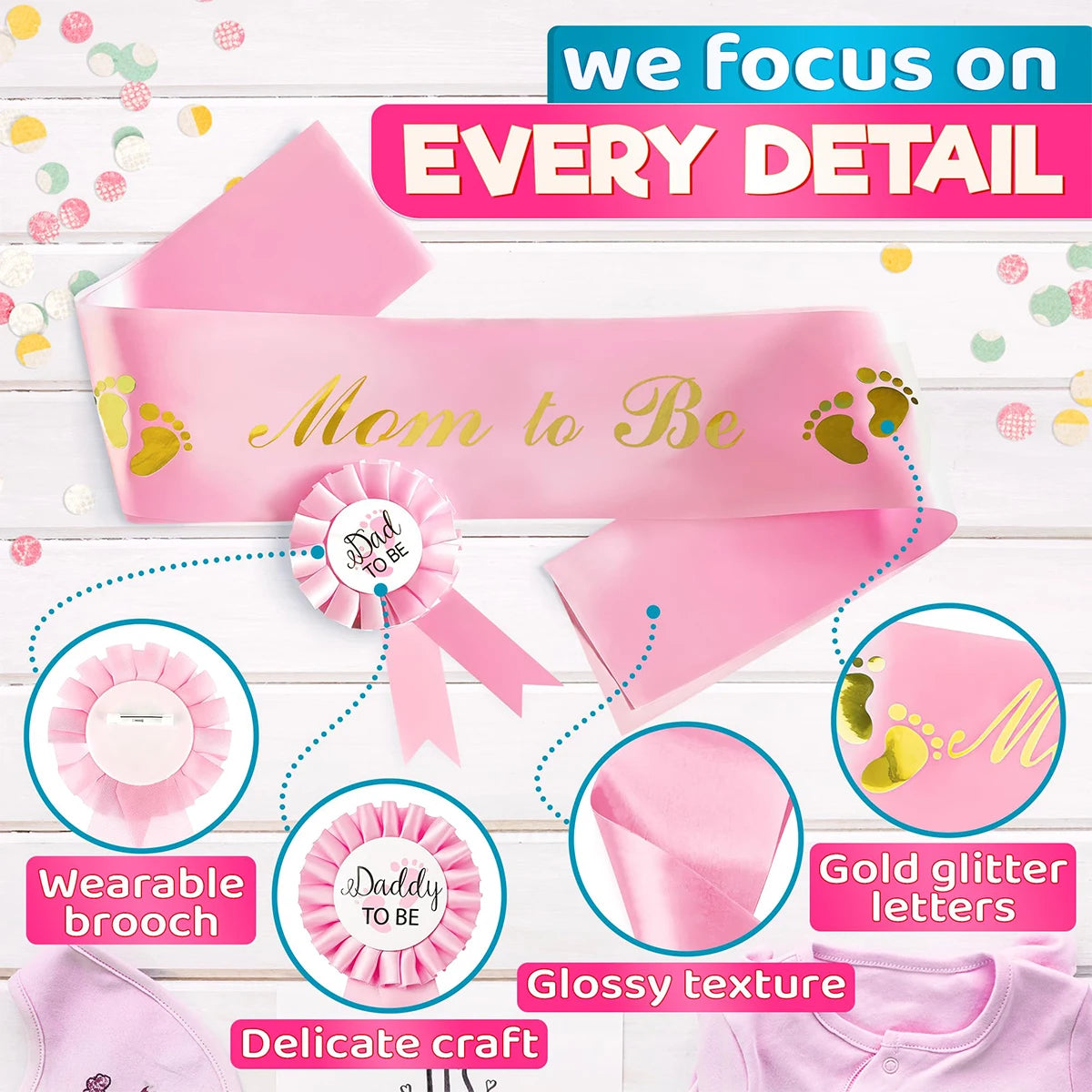 Plecu siksniņu komplekts mammai, topošajam tētim, mazuļa sagaidīšanas ballītei, dzimuma atklāšanas ballītei