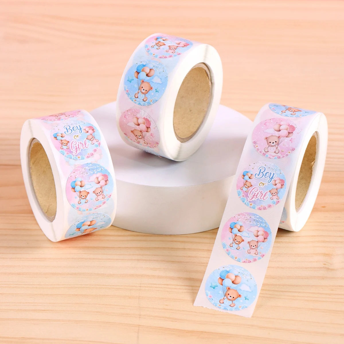 500 gab. dzimumu atklāšanas apaļas uzlīmes