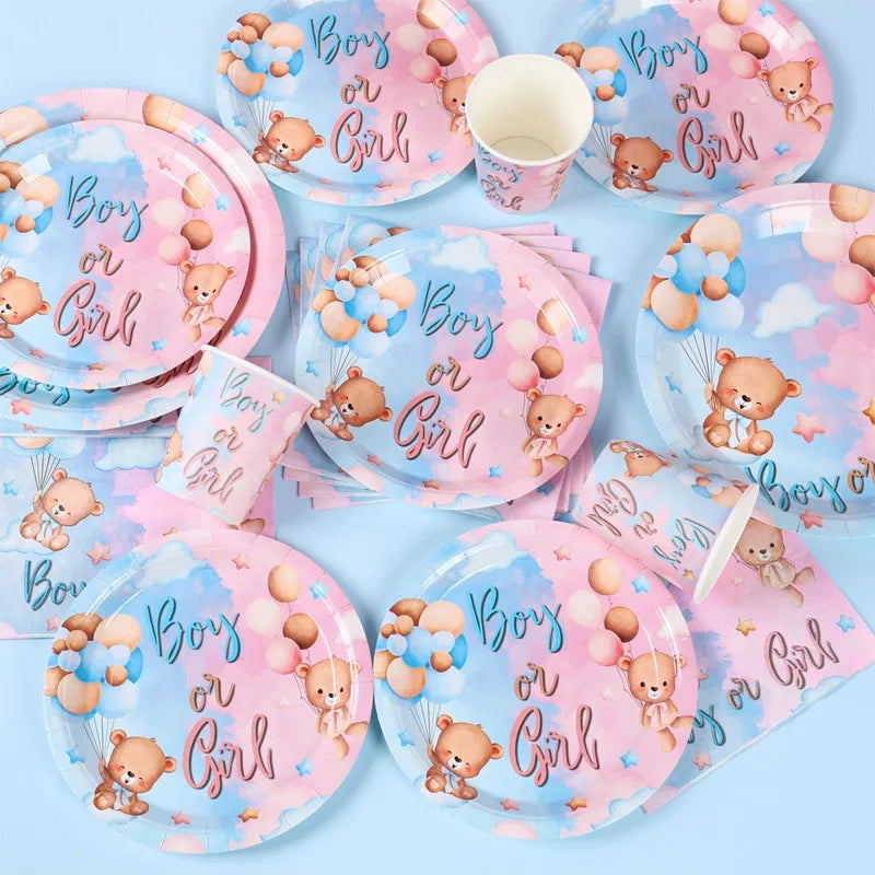 Dzimuma atklāšanas ballītes piederumi galdam