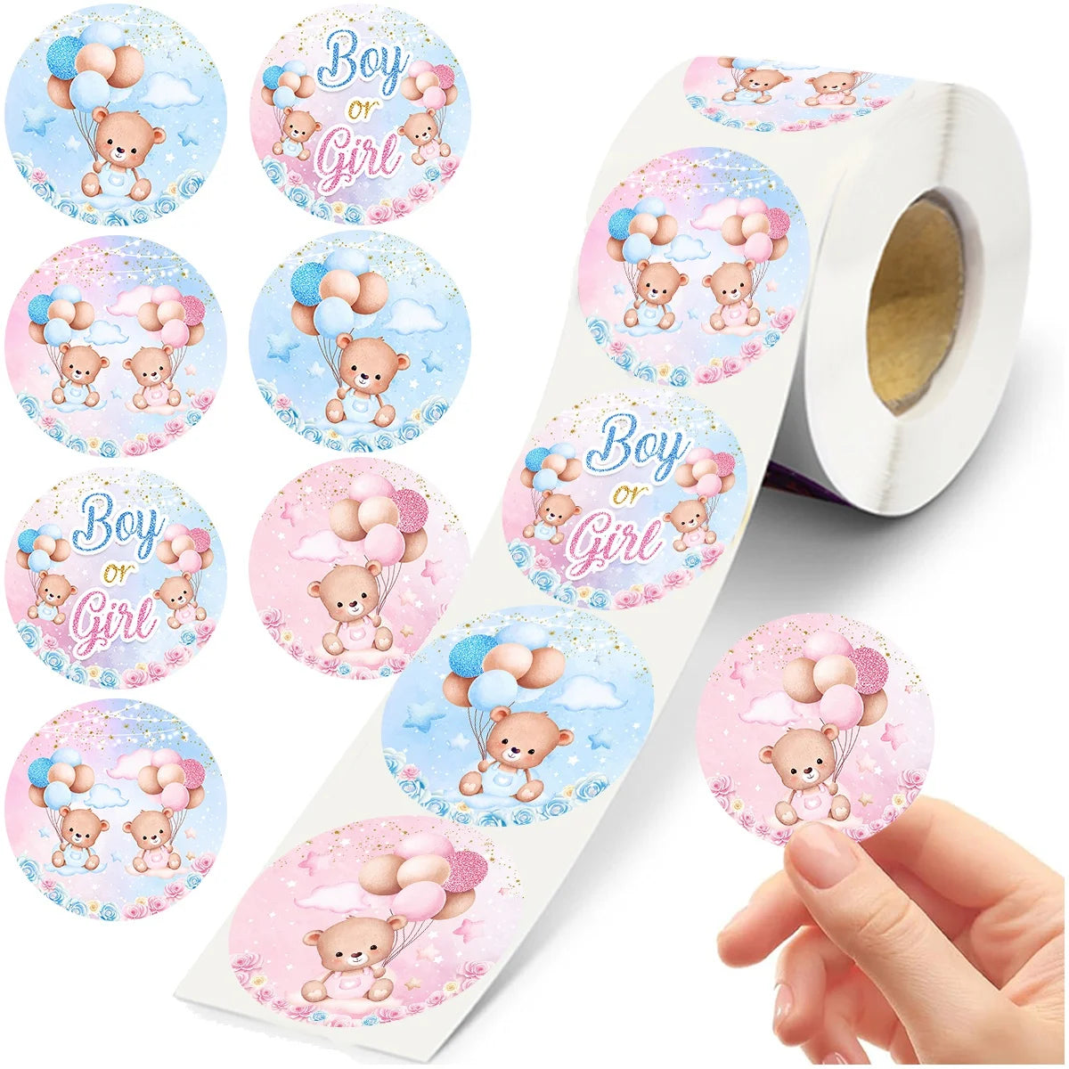 500 gab. dzimumu atklāšanas apaļas uzlīmes