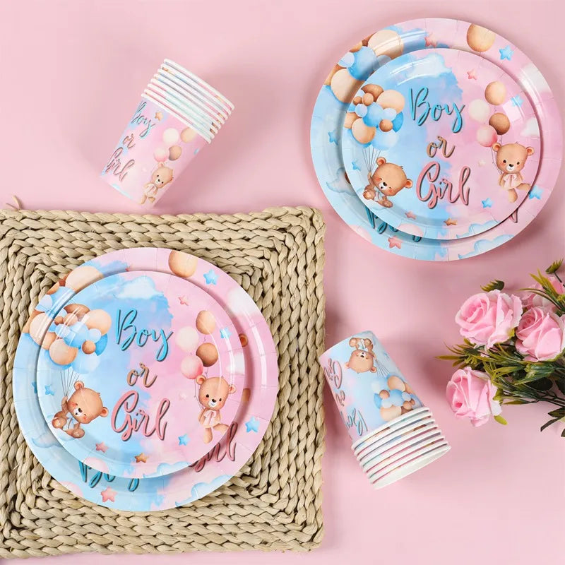 Dzimuma atklāšanas ballītes piederumi galdam