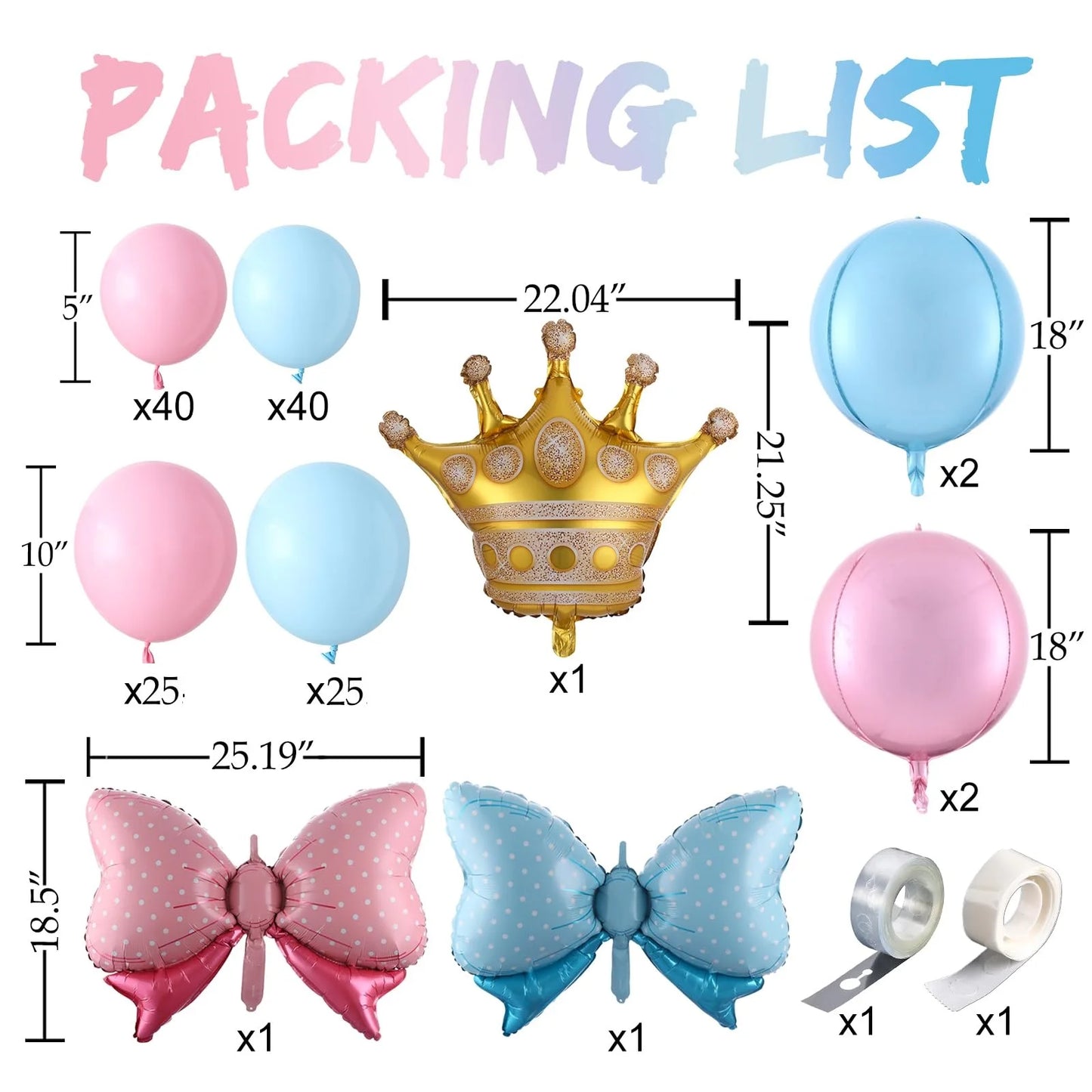 Balonu arkas komplekts 139 gab. dzimuma atklāšanas ballītei (Gender reveal party)