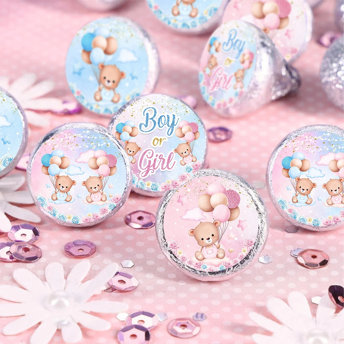 500 gab. dzimumu atklāšanas apaļas uzlīmes