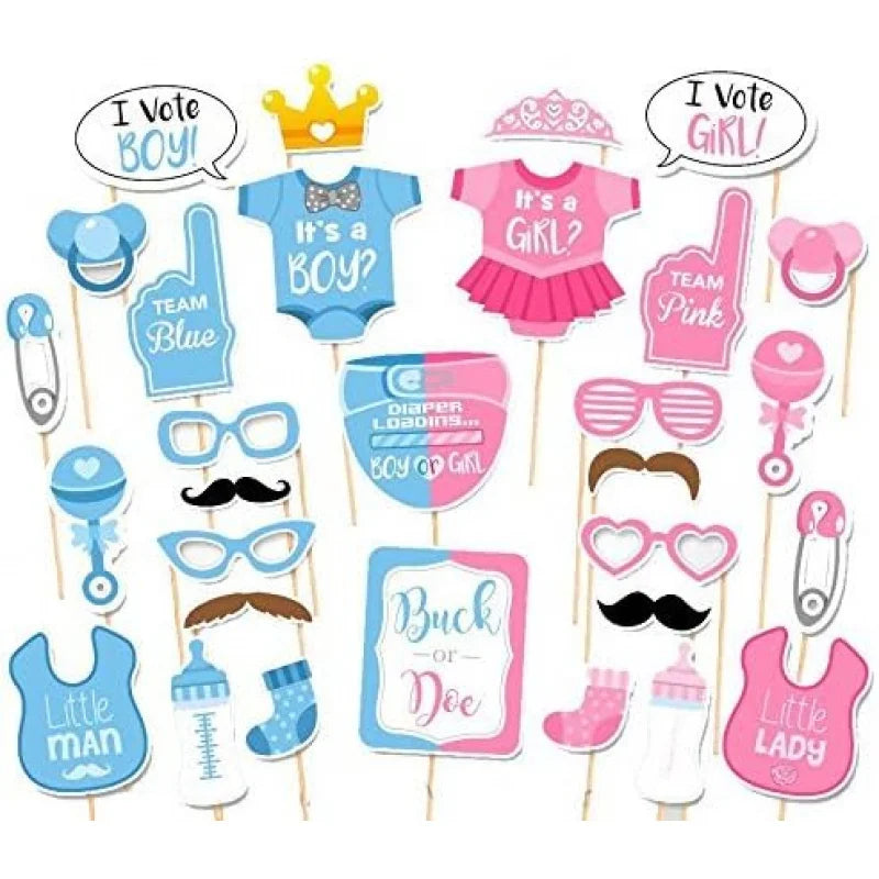 30 gab. bērna dzimuma atklāšanas ballītes foto aksesuāri