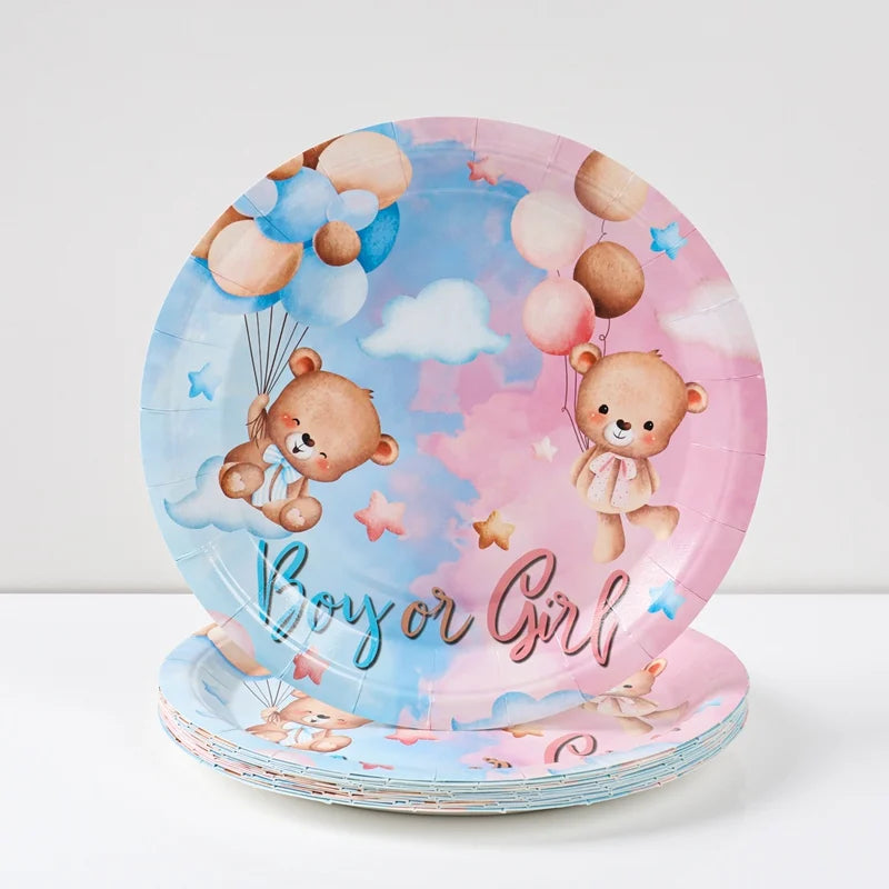 Dzimuma atklāšanas ballītes piederumi galdam