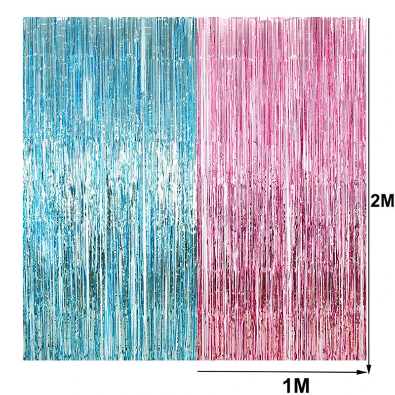 Dzimuma atklāšanas ballītes foto fons, aizkars ar bārkstīm