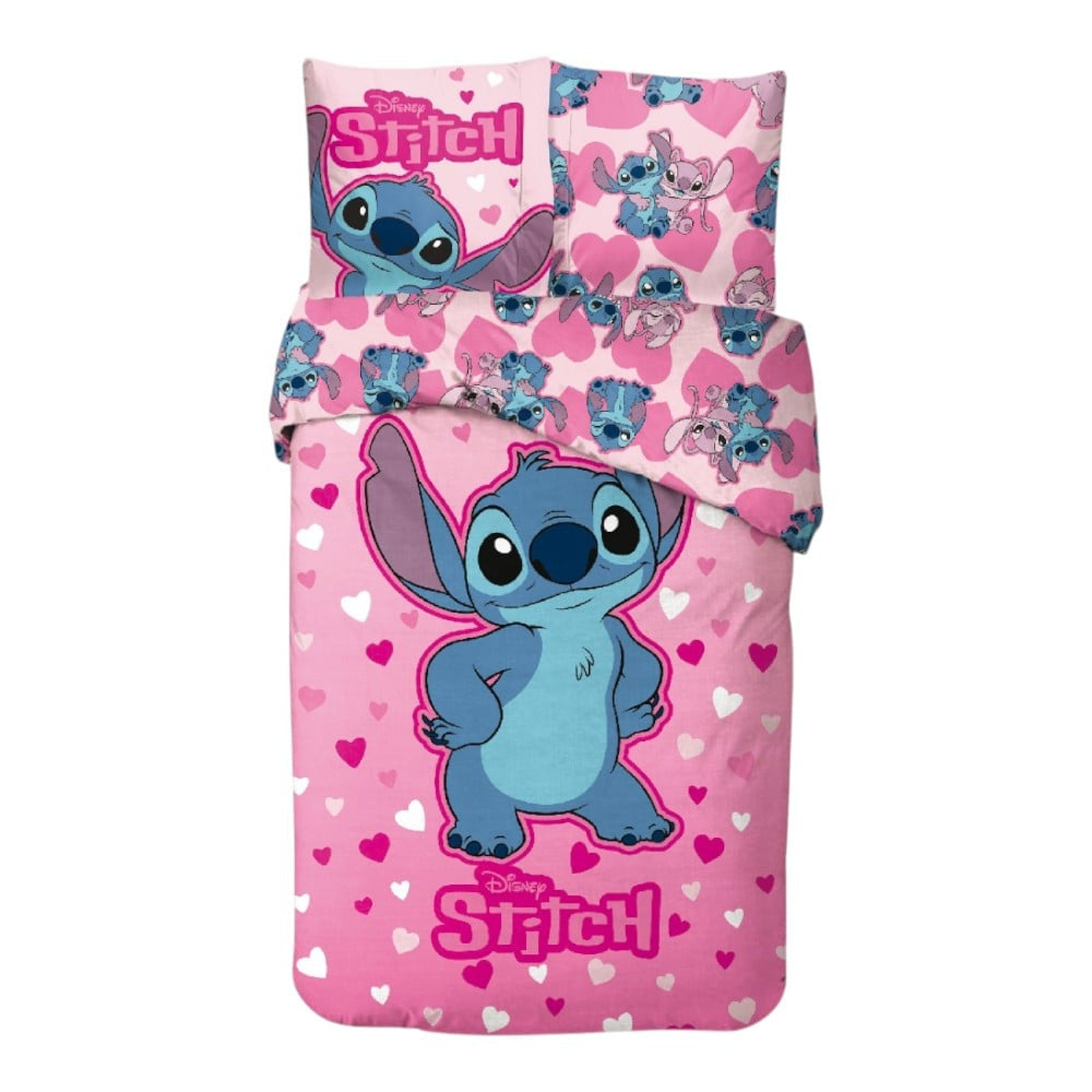 Disney Lilo un Stitch Rose Heart gultasveļas pārvalks 140–200 cm, 65 x 65 cm