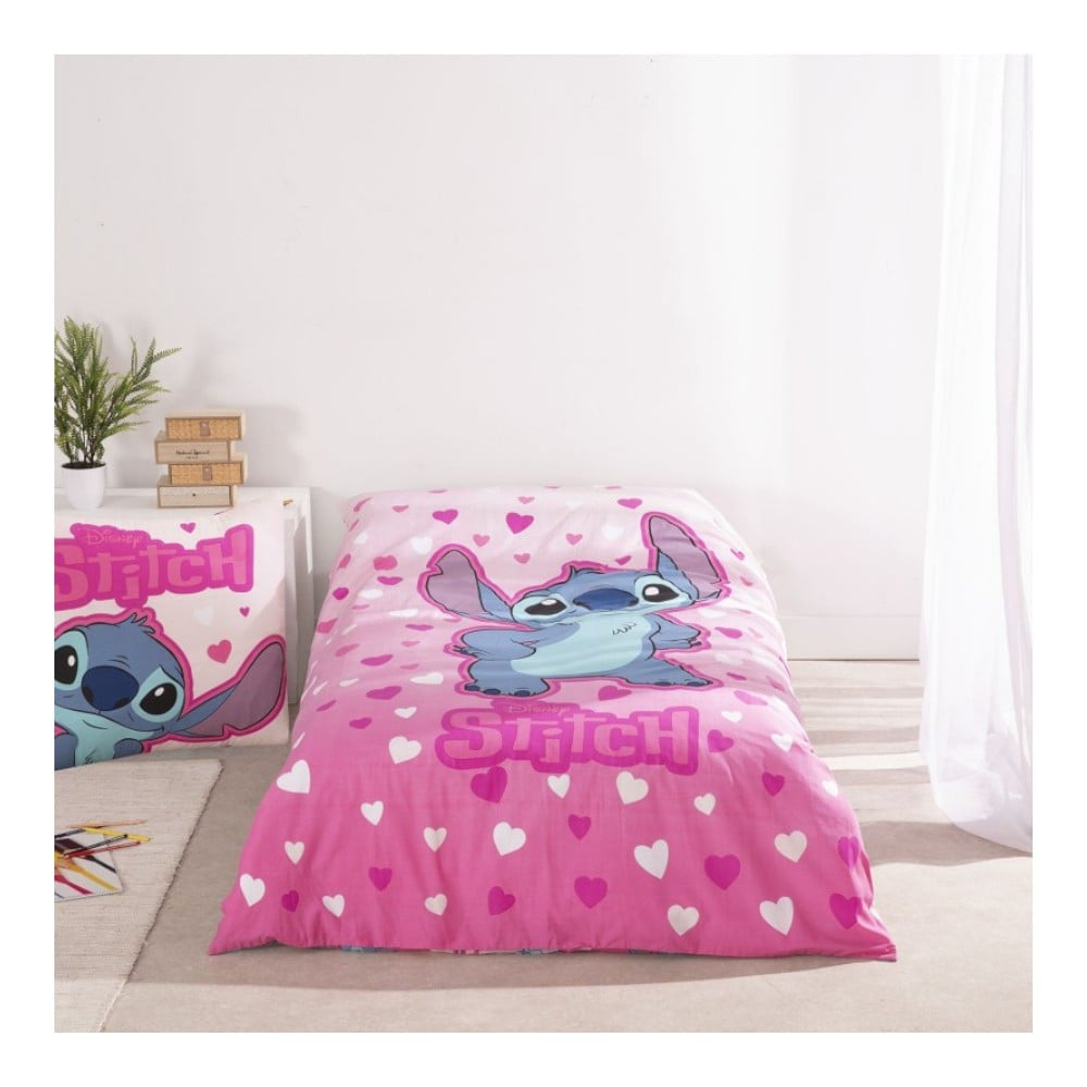 Disney Lilo un Stitch Rose Heart gultasveļas pārvalks 140–200 cm, 65 x 65 cm