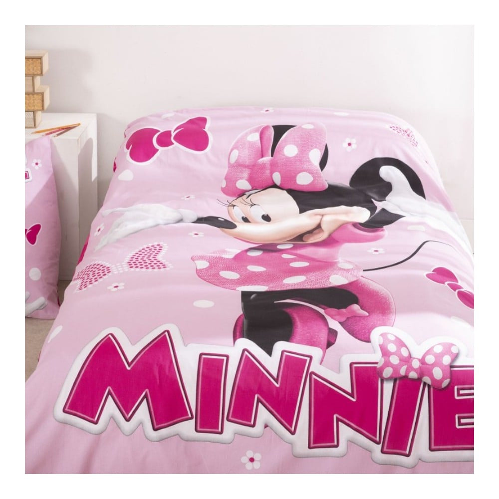 Disney Minnie rozā bantītes gultasveļas komplekts 140–200 cm, 65 x 65 cm
