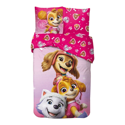 Ķepu patruļa Pink Squad gultas veļas komplekts 140–200 cm, 65 x 65 cm