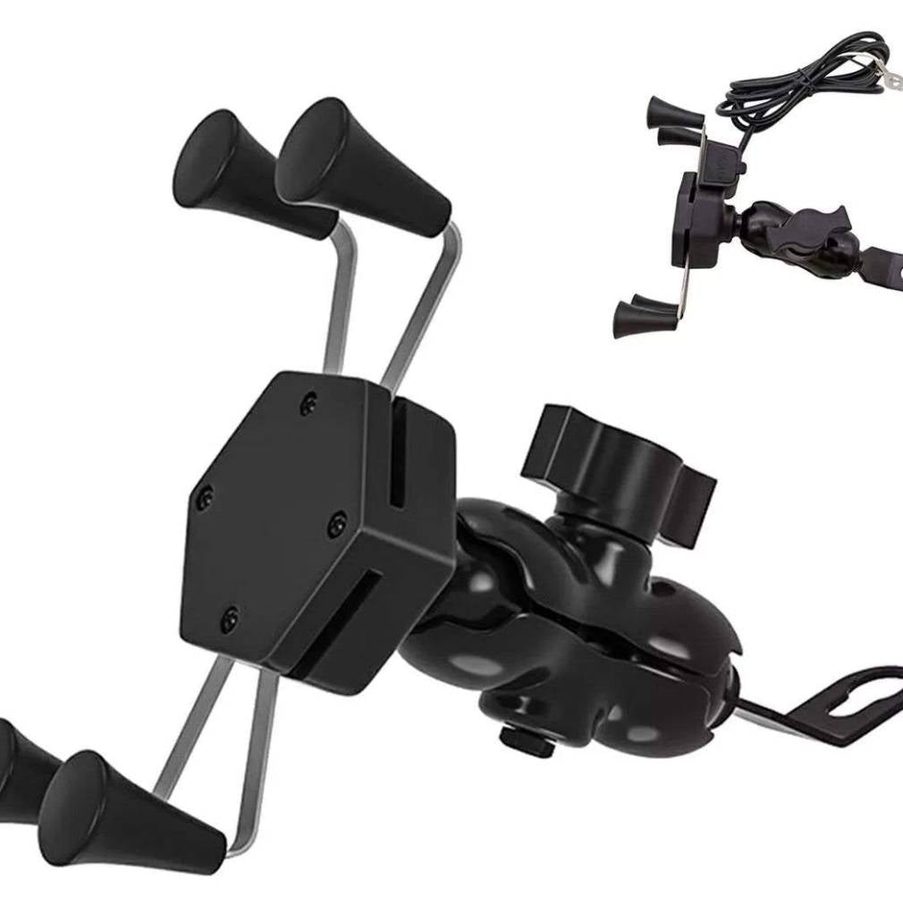 Motocikla tālruņa turētājs - lādētājs 2A