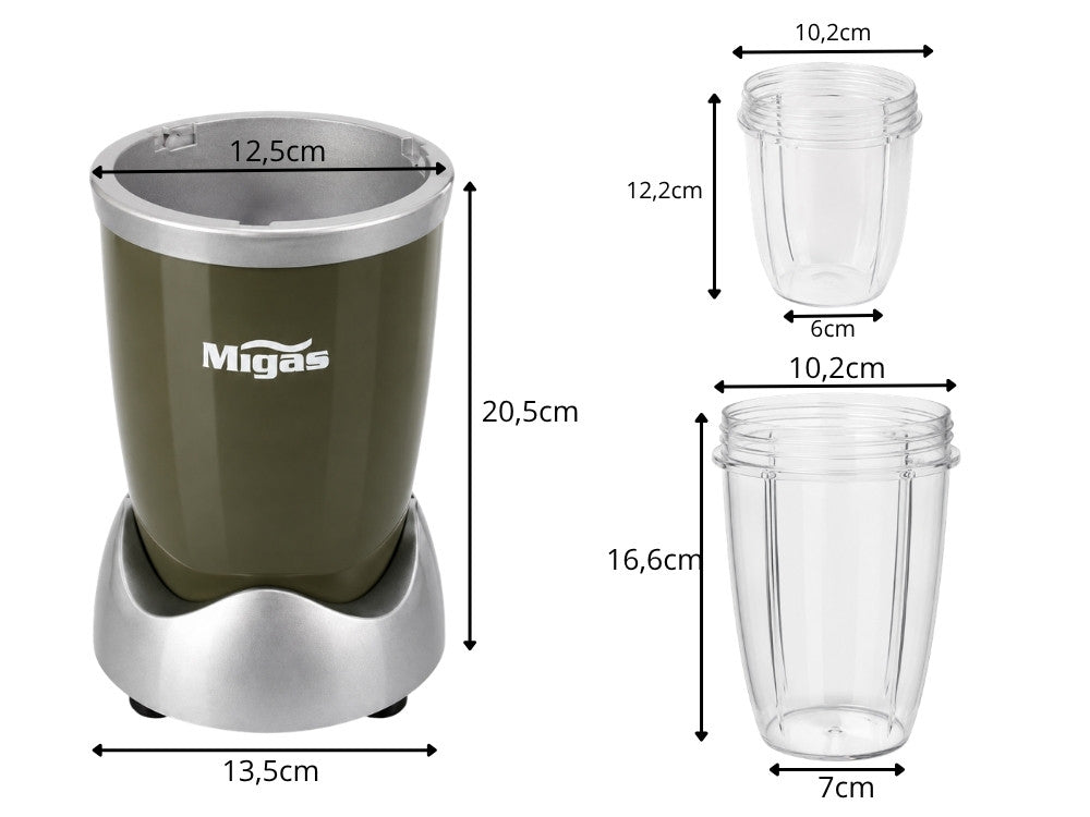 Blenderis 600 W, 3 trauku komplektā
