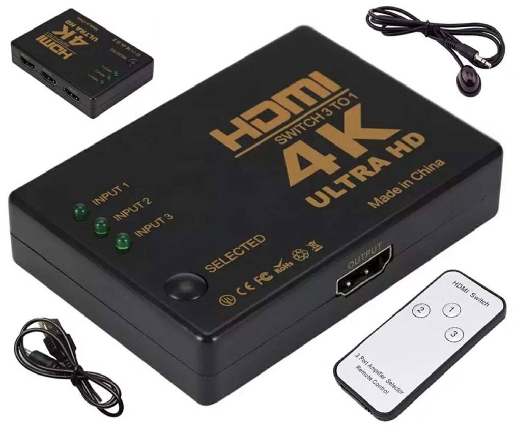 HDMI sadalītājs uz 3 portiem ar tālvadības pulti
