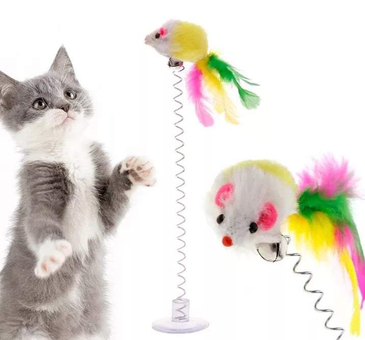 Rotaļlieta kaķiem - pele uz atsperes