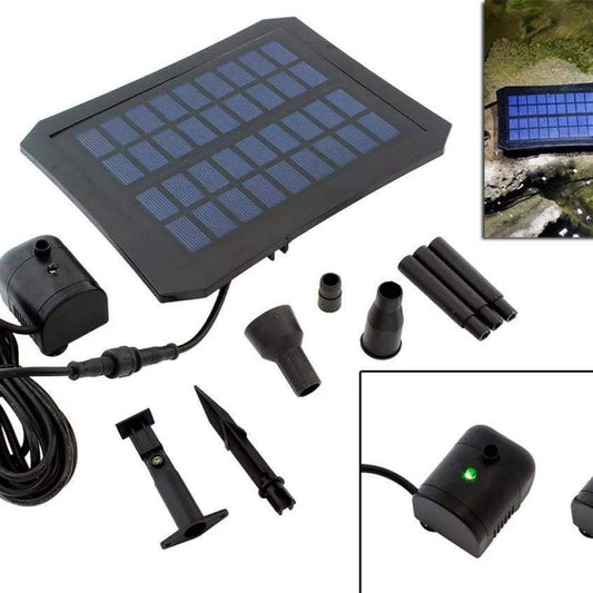 Strūklaka ar saules paneli un sūkni