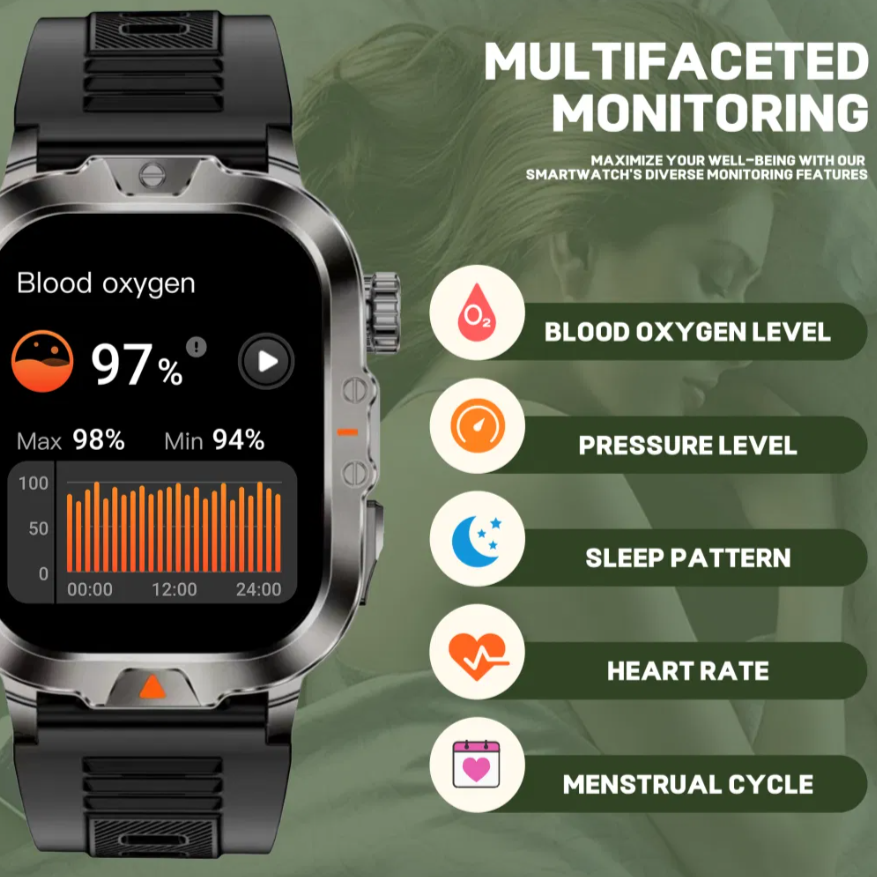 Ūdensizturīgs viedpulkstenis V17 ar iebūvētu lukturīti