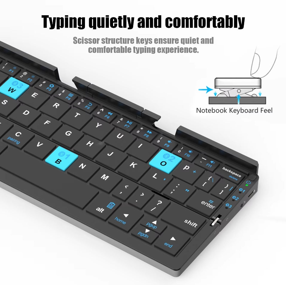 Īpaši plāna saliekama bezvadu tastatūra